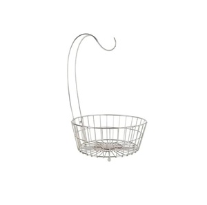 Cesta de Frutas de 2 Niveles, Cesta Metálica con Base de Madera, Almacenamiento de Frutas y Verduras con Soporte para Plátanos, Cesta de Frutas para Cocina - Product Image 2