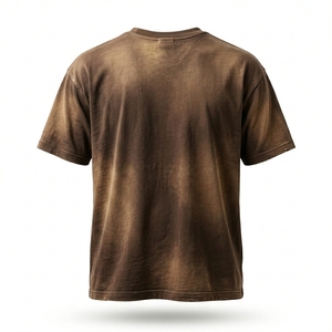 เสื้อยืดโอเวอร์ไซส์ผ้าคอตตอนเจอร์ซีย์ปักลาย 3 มิติ แบบแอซิดวอช สตรีทแวร์ สำหรับผู้ชาย พร้อมโลโก้ด้านหน้า รับผลิตแบบ OEM และ Private Label - Product Image 2