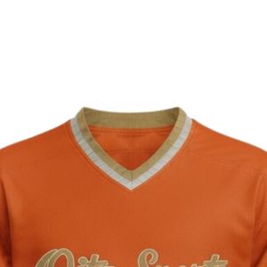 Maillot de hockey sur glace sublimé orange pour hommes, col en V, rayé, en polyester, pour le sport, les matchs et les tenues d'équipe - Product Image 3