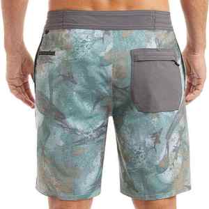 Shorts de bain pour hommes à séchage rapide avec imprimé poisson, taille à cordon de serrage, longueur mi-cuisse, décontractés - Product Image 2