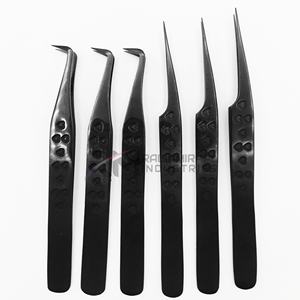 Pinzas para Pestañas RMI Profesionales de Acero Inoxidable con Puntas Curvas en Ángulo L de 90 Grados para Extensión de Pestañas de Volumen - Product Image 2