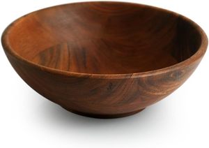 Bol à salade en bois d'acacia durable, fait main, brun foncé, 1200 ml, ustensile de cuisine multi-usage, vente en gros et export. - Product Image 5