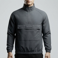 Veste coupe-vent d'hiver à capuche pour homme, demi-zip, légère, pull-over, veste de sport d'extérieur, respirante et à séchage rapide