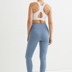 Leggings Deportivos de Cintura Alta para Mujer, Color Sólido, Largos, Elásticos, Transpirables, para Yoga, Azul Claro, Tejido de Spandex y Nailon - Product Image 3
