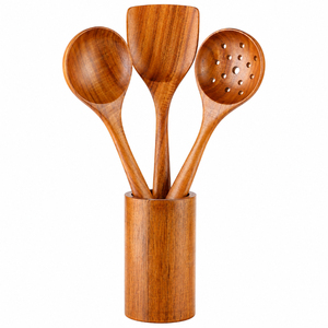 Juego de Utensilios de Cocina de Madera de Primera Calidad, 6 Piezas, Cucharas y Espátulas de Madera Natural Ecológicas para Utensilios de Cocina Antiadherentes, Resistentes al Calor - Product Image 2
