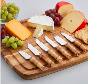 Juego de 6 Cuchillos para Queso con Mango de Bambú, Hoja de Acero Inoxidable, Utensilios Ecológicos para Queso, Artículos de Cocina - Product Image 5
