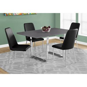 Tavolo da Pranzo Rettangolare Contemporaneo 60 Pollici per Cucina e Sala da Pranzo, Laminato Grigio con Metallo Cromato, Stile Moderno - Product Image 5