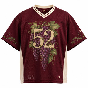 Men’s Oversized Mesh Jersey Custom Burgundy Wine V Neck <b>Y2K</b> Breathable Polyester Sportswear Streetwear Jersey - Product Image 3