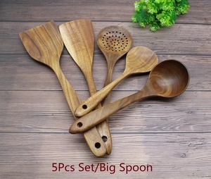 Long Handle Wooden Spoon Handmade with Premium Wood Rustic Smooth Finish Kitchen Utensil for Stirring and Mixing 6 pcs set - Product Image 4
