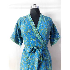 Robe portefeuille élégante pour femme à manches courtes, longueur midi, avec devant portefeuille élégant, taille haute, jupe fluide, en tissu léger et confortable - Product Image 6