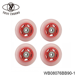 Inline Skate <b>Wheels</b> 90A Hardness Ball Bearing <b>Plastic</b> Red Core WB08076RT90-1 YEOU CHERNG - Product Image 1