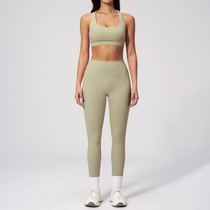 Custom Logo Brushed Yoga Set Tight Fit Quick Dry <b>Bra</b> Mid Waist Shorts Fitness Outfit Breathable Outdoor Running Workout Wear - Product Image 3