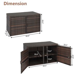 Brown Gradient Rattan <b>Locker</b> with Iron Frame Double Door <b>Storage</b> Unit - Product Image 6