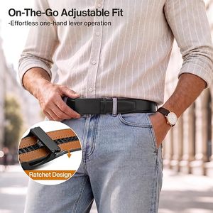 Cinturón Reversible de Cuero Vacuno Genuino para Hombre, Marrón y Negro, Hebilla Rectangular, Estilo Casual - Product Image 5
