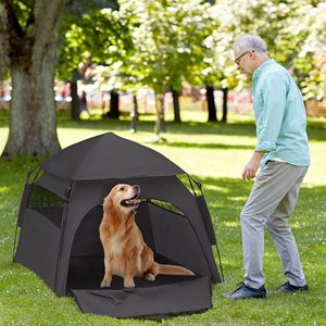Carpa para Perros Plegable Gris Oscuro con Bolsa de Transporte para Perros Extra Grandes y Grandes, para Uso en la Playa, el Patio Trasero o en Casa - Product Image 1