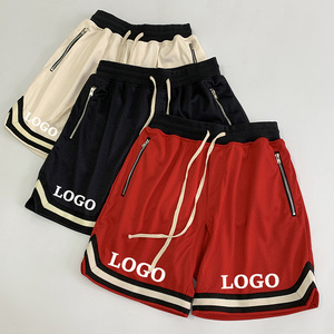 Shorts de sport en mesh pour homme avec logo personnalisé, élastiques, pour la course à pied, le basketball, avec poche zippée - Product Image 1