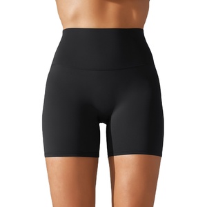 Shorts de sport moulants noirs pour femmes, taille haute élastique, pour la gym et le fitness - Product Image 1