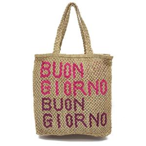 <b>Boho</b> Jute Tote <b>Bag</b> with Buon Giorno Embroidery Shoulder Length Handle Customized Size Open Top Beach Shopping - Product Image 1
