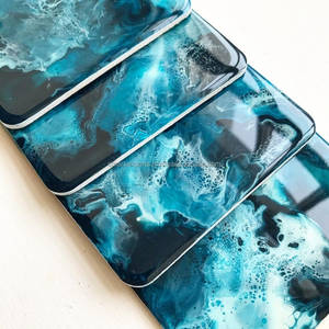 Ensemble de 4 sous-verres classiques inspirés de l'océan, vagues bleues profondes, faits à la main, écologiques, luxueux, élégants, pour la salle à manger, la table basse - Product Image 3