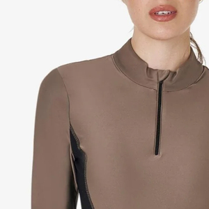 Chemises d'équitation à manches longues personnalisables pour femmes, style western, écologiques, avec fermeture éclair, compression, en coton, couche de base - Product Image 3