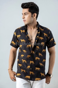 Chemise en coton pour homme, imprimée à la main, manches courtes, coton doux, chemise imprimée pour homme, vêtements d'été pour homme. - Product Image 4