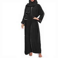 Abaya noire longue avec col châle et manches longues, robe modeste pour femmes, style Moyen-Orient, usage quotidien