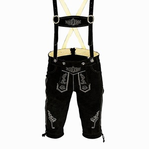 Lederhosen traditionnels bavarois noirs pour hommes, shorts de festival en cuir véritable, tailles européennes 46 à 62 - Product Image 1
