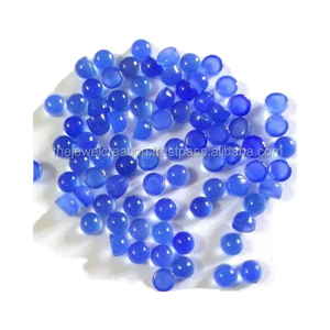 หินแคลเซโดนีสีน้ำเงินธรรมชาติขนาด 4 มม. แบบเรียบ รูปทรงคาโบชอง คุณภาพเกรด AAA แบบเจียระไนสวยงาม สำหรับทำเครื่องประดับผู้หญิงอย่างดี เช่น แหวน - Product Image 1