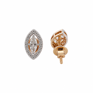Boucles d'oreilles clous en or massif 14 carats Namivaa avec micro-incrustation de diamants taille marquise pour femme, finition polie, élégantes pour les fêtes, mariages et usage quotidien - Product Image 3