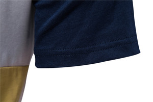 Men's Navy <b>White</b> Color Blocked Short Sleeve O-Neck Casual T-<b>Shirt</b> Knitted Regular Fit Solid Design - Product Image 2