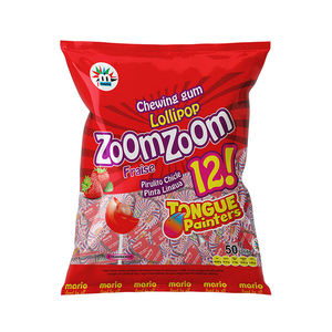 Piruleta Roja Zoomzoom Rellena de Goma de Mascar con Sabor a Naranja, Arándano y Fresa de Alta Calidad a Precio Competitivo - Product Image 1