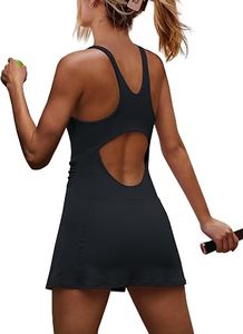 Vestido de Tenis para Mujer, Corte Ajustado, Cuello Cuadrado, Vestido Deportivo con Shorts Integrados y Bolsillos, Secado Rápido, Vestido Deportivo para Golf - Product Image 4