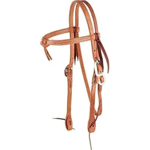 Bridon d'équitation en cuir véritable tressé à la main de style western, avec frontale en cuir brut de haute qualité et têtière réglable - Product Image 2