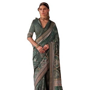 Nouvelle dernière collection de saris en soie avec impression numérique Elite Gold Finish pour adultes - Product Image 1
