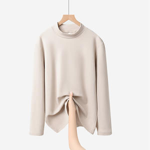 Camiseta térmica de manga larga con cuello alto, forro polar, autocalentable, unisex, con logotipo personalizado OEM para invierno. - Product Image 4