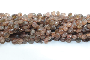 Cuentas facetadas de andalusa natural en forma de corazón de 7-8 mm, cuentas de andalusa marrón briolette para la fabricación de joyería. - Product Image 3