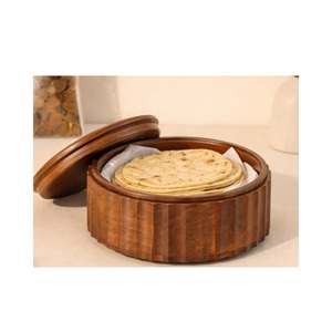 Chauffe-tortillas rond artisanal en bois de manguier, boîte isotherme pour roti avec couvercle, pour la cuisine, la salle à manger et la décoration festive - Product Image 2
