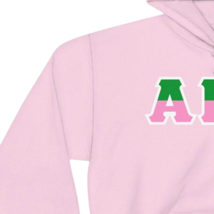Sudadera con Capucha de Dos Tonos con Letras AKA, Sudadera de Felpa Premium, Ropa Personalizada para Hermandades Griegas, Color Rosa Claro y Verde para Mujer - Product Image 3