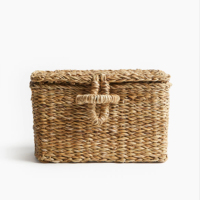 Panier de rangement en jonc de mer avec couvercle, panier de rangement fait main, vente en gros, écologique, fabriqué au Vietnam