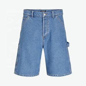 Pantalones Cortos de Mezclilla para Hombre, Lavado Oscuro, Corte Recto, Cintura Media, Casuales, para Verano, Tejido de Algodón, con Bolsillos - Product Image 1