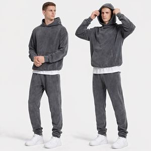 Conjunto Deportivo Personalizado con Lavado Ácido, Sudadera con Capucha y Pantalones Deportivos Unisex, Ropa Urbana - Product Image 3