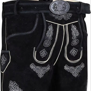 Pantalones Bávaros Lederhosen Trachten para Hombre, Talla Grande, Resistentes al Viento, con Bordado de Gamuza y Patrón Kneibund - Product Image 1