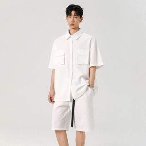 ชุดเสื้อเชิ้ตแขนสั้นลำลองฤดูร้อนแบบ 2 ชิ้นสำหรับผู้ชาย ผ้าฝ้าย 100% น้ำหนักเบา ระบายอากาศได้ดี แห้งเร็ว เหมาะสำหรับกิจกรรมกลางแจ้ง ใส่ได้ทั้งชายและหญิง ทรงหลวม - Product Image 6