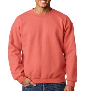 Sweat-shirt à col rond en corail pour homme, coupe classique, en molleton, pull décontracté à manches longues, couleur unie, tricoté en coton, streetwear - Product Image 1