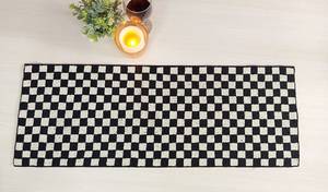 Chemin de table rectangulaire moderne en tissu à motif damier, antidérapant, noir et blanc, pour la décoration de la salle à manger à la maison - Product Image 2