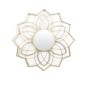 Espejo de Pared Rústico Hecho a Mano con Diseño de Flor Metálica Dorada, Espejo Decorativo Redondo para Decoración del Hogar y Hoteles, Suministro al por Mayor - Product Image 6