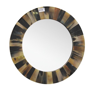 Handcrafted 16 Inch Horn <b>Mirror</b> | Round Decorative Wall <b>Mirror</b> with Natural Horn Finish | Stylish Home Decor Accent for Home - Product Image 1