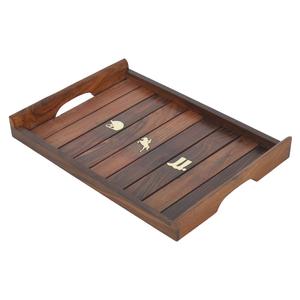 Plateau de petit-déjeuner en bois écologique de qualité alimentaire avec poignées, pour usage commercial, fournitures de restaurant - Product Image 1