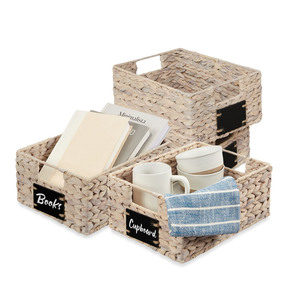 Wholesale Natural Water Hyacinth Storage Basket Woven Organizer <b>Bin</b> Decorative Shelf Basket Ideal For Home Organization Decor - Product Image 1