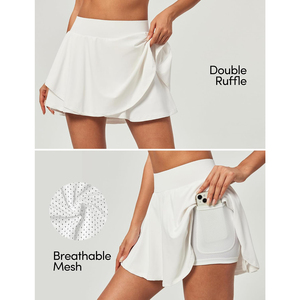 Best Selling Sports Skirt Women's <b>White</b> Tennis Skirt Elastic Waist Moisture Wicking Breathable Quick Dry Solid Color Sport Wear - Product Image 4